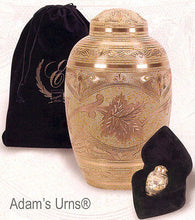 Load image into Gallery viewer, Cream Color Brass Keepsake Funeral Cremation Urn W. Heart Box, 3 Cubic Inches