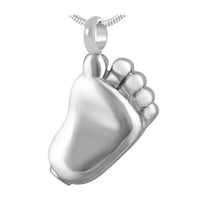 Load image into Gallery viewer, Baby Foot Stainless Steel Funeral Cremation Urn Pendant w/Chain for Ashes