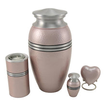 Load image into Gallery viewer, Small/Keepsake 5 Cubic Inch Pink Aluminum Funeral Cremation Urn for Ashes