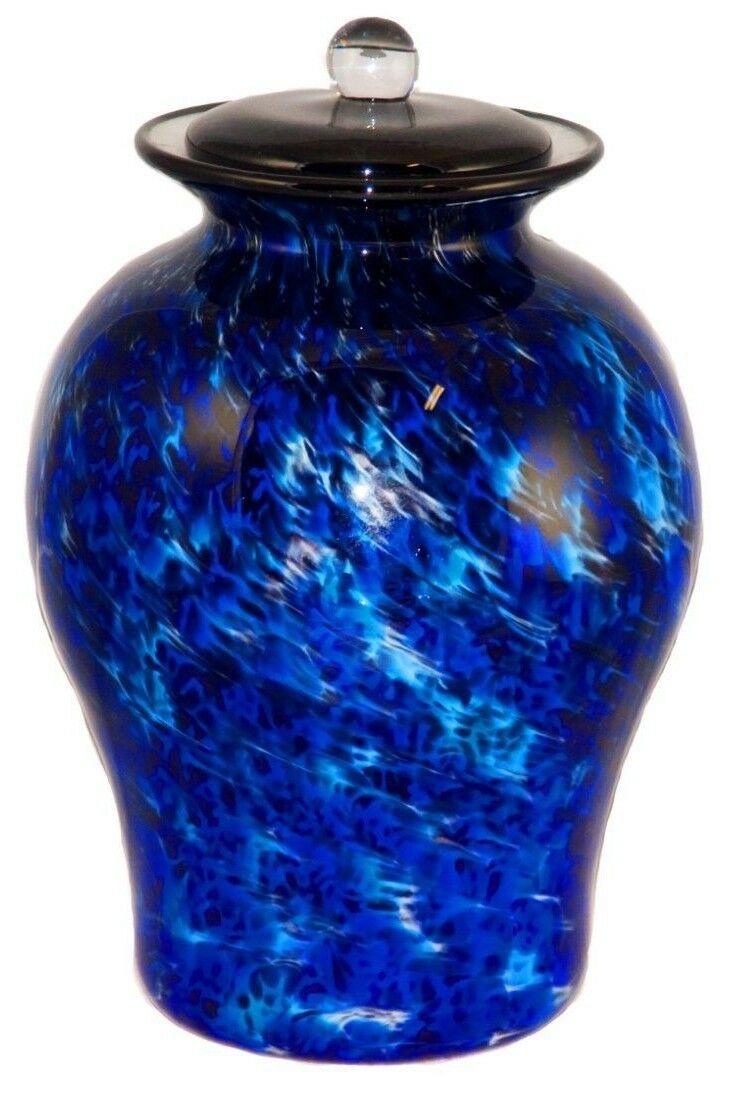 XL/Companion 400 Cubic In Palermo Water Funeral Glass Cremation Urn for Ashes