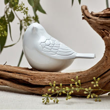 Load image into Gallery viewer, Small Solid Brass Pearl White Songbird Keepsake Funeral Cremation Urn for ashes