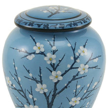 Load image into Gallery viewer, Blue Plum Blossom Ceramic Adult 200 Cubic Inch Funeral Cremation Urn for Ashes
