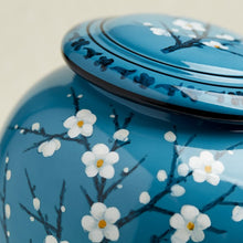 Load image into Gallery viewer, Blue Plum Blossom Ceramic Adult 200 Cubic Inch Funeral Cremation Urn for Ashes