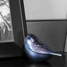 Load image into Gallery viewer, New, Solid Brass Frost Blue Songbird Keepsake Funeral Cremation Urn for ashes