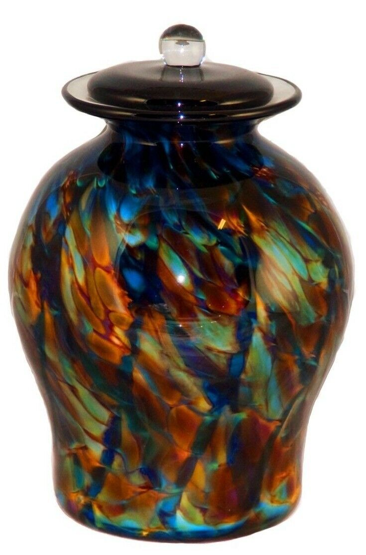 XL/Companion 400 Cubic In Palermo Evening Funeral Glass Cremation Urn for Ashes