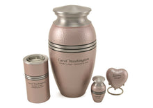 Load image into Gallery viewer, Small/Keepsake Set of 6, 5 Cubic Inch Pink Aluminum Cremation Urns for Ashes