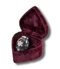 Load image into Gallery viewer, Patina Color Brass Keepsake Cremation Urn w. Velvet Heart Box, 3 Cubic Inches