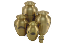 Load image into Gallery viewer, New, Brass Set of 6 Classic Bronze Keepsake Cremation Urns, 5 Cubic Ins each