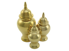 Load image into Gallery viewer, Small/Keepsake Shiny Brass Cremation Urn, 10 cubic inches
