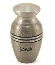 Load image into Gallery viewer, Small/Keepsake 5 Cubic Inch Silver Aluminum Funeral Cremation Urn for Ashes