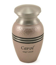 Load image into Gallery viewer, Small/Keepsake Set of 6, 5 Cubic Inch Pink Aluminum Cremation Urns for Ashes