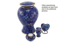 Load image into Gallery viewer, Cloisonne Heart Keepsake Butterfly Funeral Cremation Urn for Ashes, 3 Cubic Inch