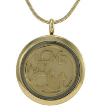 Load image into Gallery viewer, Stainless Steel Round Bronze "Love My Cat" Pendant Cremation Urn for Ashes