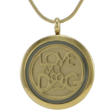 Load image into Gallery viewer, Stainless Steel Round Bronze "Love My Dog" Pendant Cremation Urn for Ashes