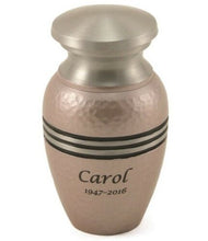 Load image into Gallery viewer, Small/Keepsake 5 Cubic Inch Pink Aluminum Funeral Cremation Urn for Ashes