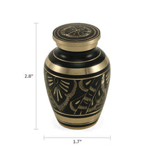 Load image into Gallery viewer, Black Brass Keepsake Funeral Cremation Urn for Ashes, 5 Cubic Inches
