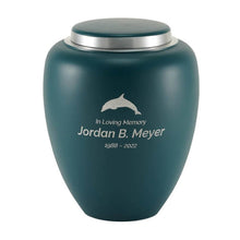 Load image into Gallery viewer, Large Cremation Urn for ashes, 200 Cubic Inches - Emerson Teal Sapphire
