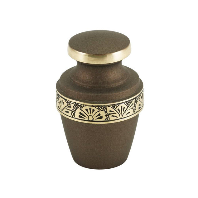 At Peace Memorials Grecian Rustic Bronze Mini Keepsake Cremation Urn w/velvet bag, Up to 5 Cubic Inches