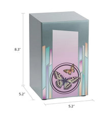Load image into Gallery viewer, At Peace Memorials Life Canvas Butterflies Pewter Adult Cremation Urn 200 CI
