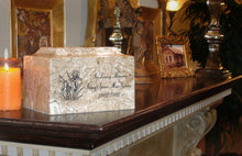 Load image into Gallery viewer, Classic Golden Sand Granite Adult Funeral Cremation Urn, 210 Cubic Inches TSA Approved
