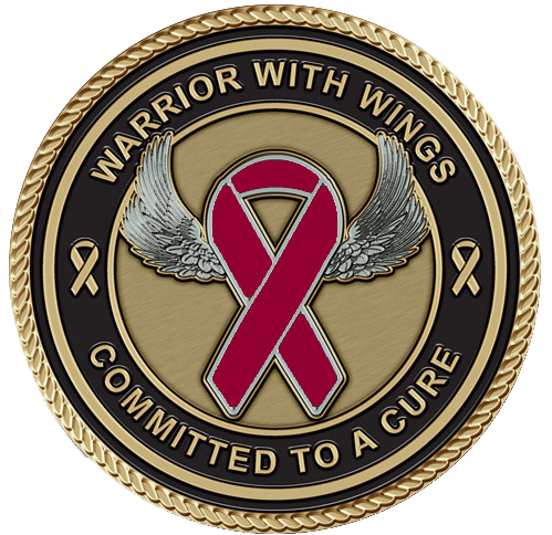 Myeloma Cancer Red Ribbon Medallion for Box Cremation Urn/Flag Case - 2 Inch Diameter