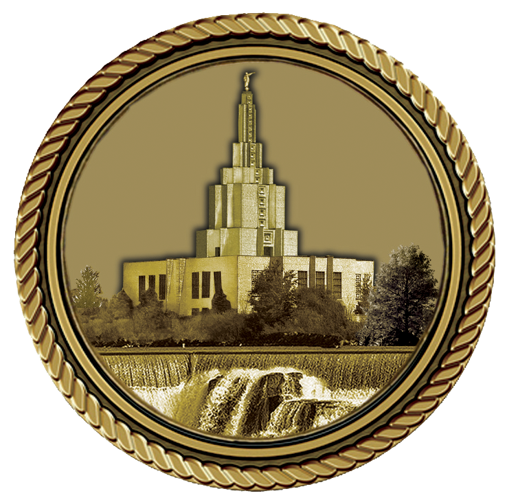 LDS Idaho Falls Temple Medallion for Box Cremation Urn/Flag Case - 4 Inch Diameter