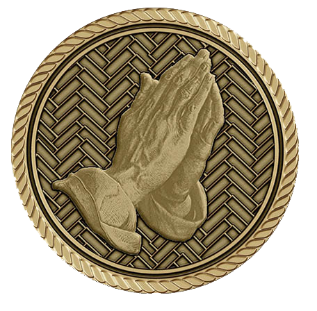 Praying Hands Right Medallion for Box Cremation Urn/Flag Case - 3 Inch Diameter