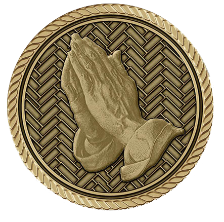 Praying Hands Left Medallion for Box Cremation Urn/Flag Case - 3 Inch Diameter