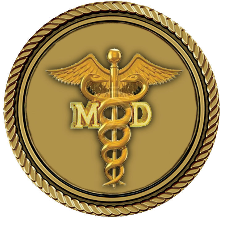 Doctor (caduceus) Medallion for Box Cremation Urn/Flag Case - 2 Inch Diameter