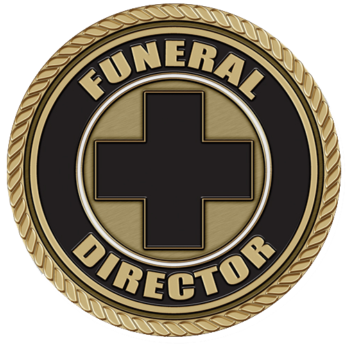 Funeral Director Medallion for Box Cremation Urn/Flag Case - 3 Inch Diameter