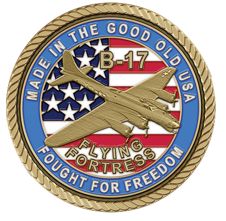 B-17 Flying Fortress Medallion for Box Cremation Urn/Flag Case -  4 Inch Diameter
