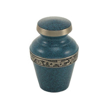 Load image into Gallery viewer, At Peace Memorials Avalon Evening Blue Mini Keepsake w/Velvet Bag Cremation Urn
