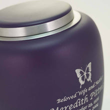 Load image into Gallery viewer, Large Cremation Urn for ashes, 200 Cubic Inches - Emerson Amethyst
