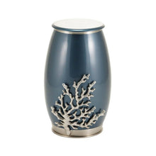 Load image into Gallery viewer, At Peace Memorials Meadow Song Coral Moonlight Blue/Pewter Large/Adult Cremation Urn 200 CI
