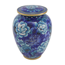 Load image into Gallery viewer, At Peace Memorials Elite Floral Blue Large/Adult Cremation Urn 210 Cubic Inches
