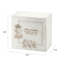 Load image into Gallery viewer, Monumental Memorials Wildflower Gold White Marble Cremation Urn 200 CI
