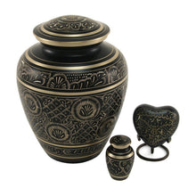 Load image into Gallery viewer, Black Brass Keepsake Funeral Cremation Urn for Ashes, 5 Cubic Inches
