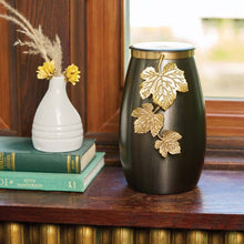 Load image into Gallery viewer, At Peace Memorials Meadow Song Leaves Slate/Bronze Large/Adult Cremation Urn 200 CI
