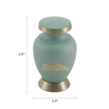 Load image into Gallery viewer, At Peace Memorials Dolphin Mini Keepsake w/ Velvet Bag Cremation Urn 5 CI
