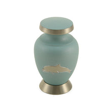 Load image into Gallery viewer, At Peace Memorials Dolphin Mini Keepsake w/ Velvet Bag Cremation Urn 5 CI
