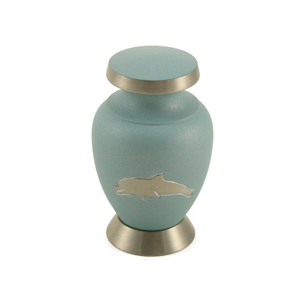 At Peace Memorials Dolphin Mini Keepsake w/ Velvet Bag Cremation Urn 5 CI