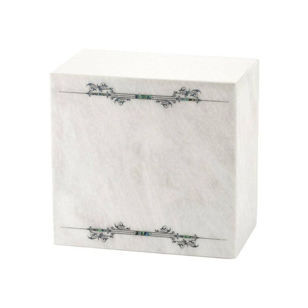 Monumental Memorials Scroll Dark Blue White Marble Cremation Urn 200 CI