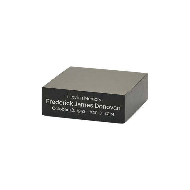 At Peace Memorials Black Marble Base, Silver Engraving