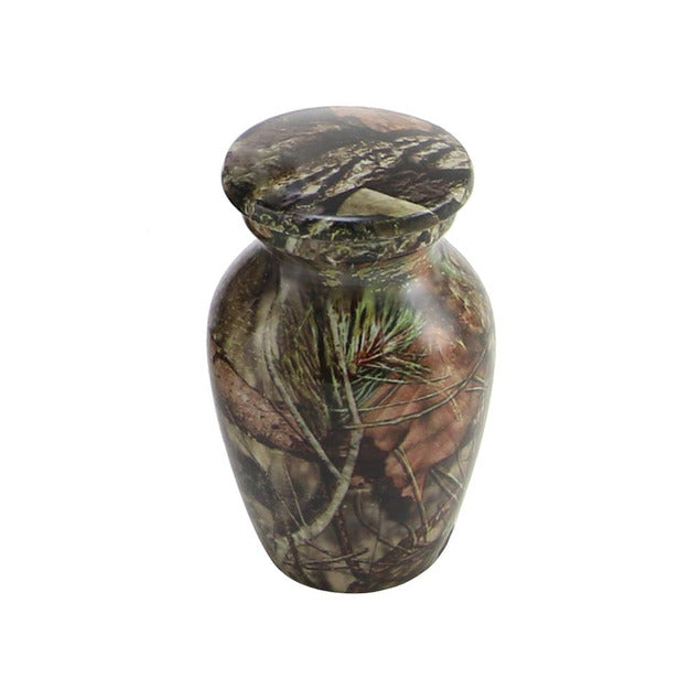 At Peace Memorials Classic Shady Oak Camo Mini Keepsake Cremation Urn w/velvet bag, up to 5 Cubic Inches