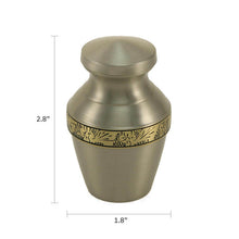 Load image into Gallery viewer, At Peace Memorials Avalon Pewter Mini Keepsake Cremation Urn w/velvet bag, Up to 5 Cubic Inches
