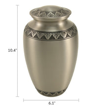 Load image into Gallery viewer, New, Solid Brass Eterna Pewter Large Funeral Cremation Urn, 190 Cubic Inches
