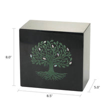 Load image into Gallery viewer, Monumental Memorials Tree of Life Green Black Marble Cremation Urn 200 CI
