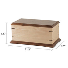 Load image into Gallery viewer, Large Cremation Urn for ashes, 200 Cubic Inches - Fairfax, Maple and Walnut
