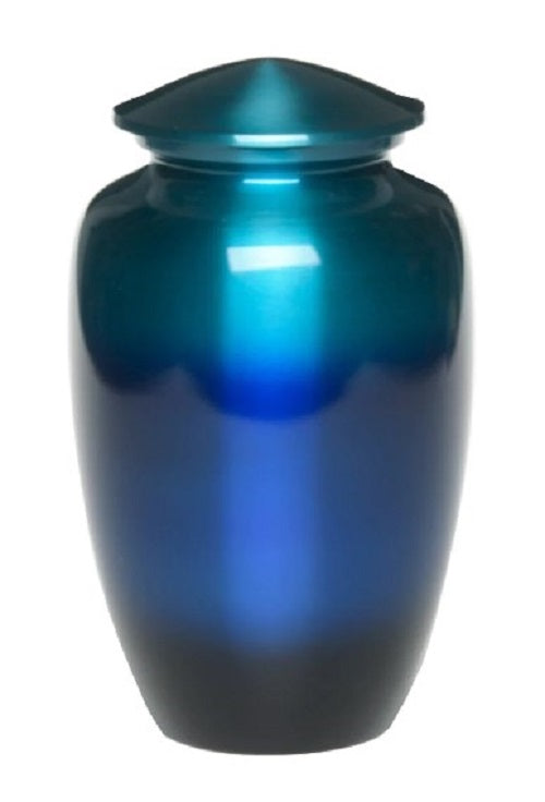 At Peace Memorials Classic Alloy Cremation Urn -Ombre Blue - Adult 200 Cubic Inches