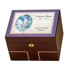 Load image into Gallery viewer, Large/Adult 230 Cubic Inches Burlwood Treasure Chest Cremation Urn for Ashes
